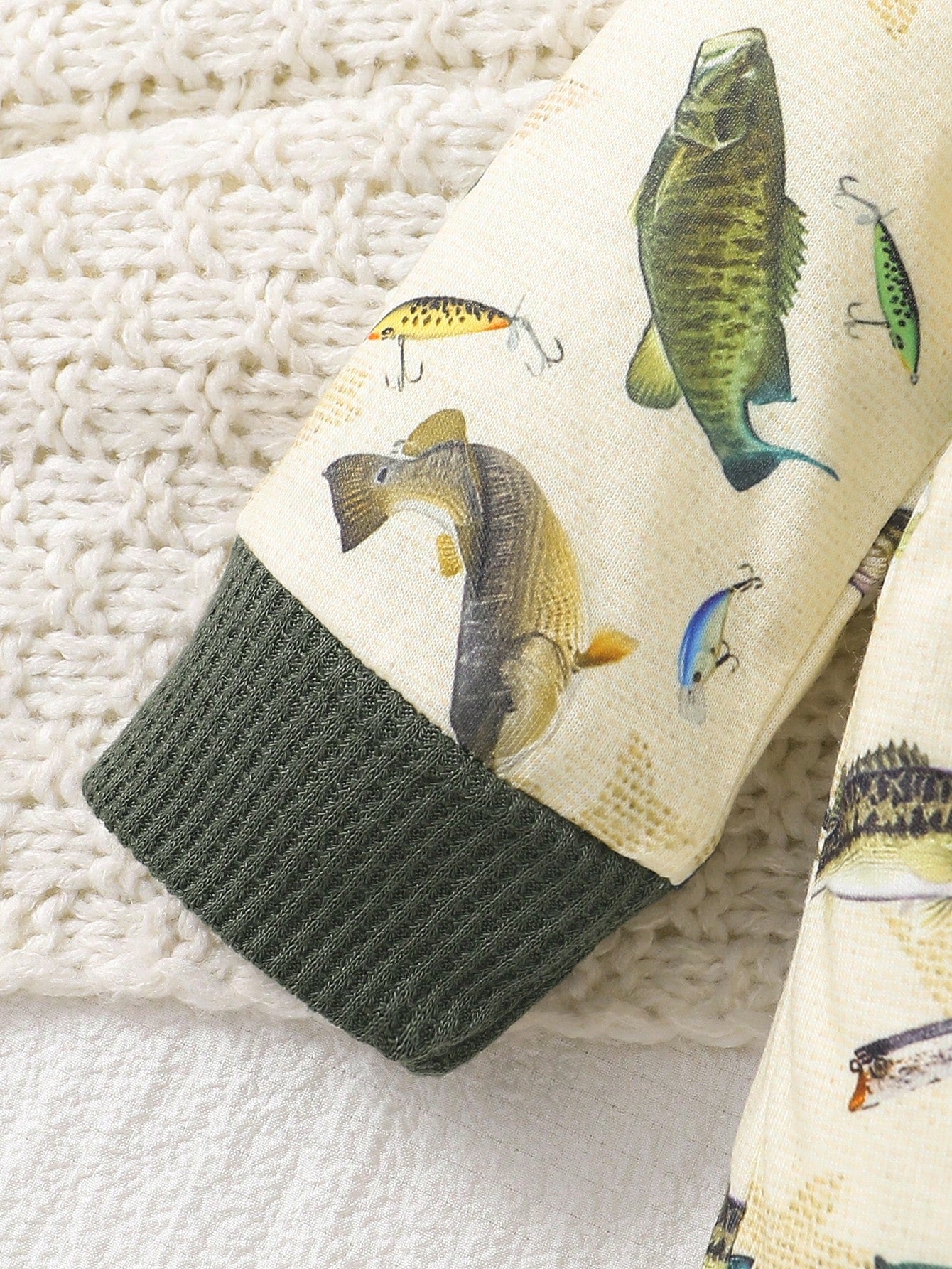 Baby Boy 3pcs Set Casual Outfit- Long Sleeve Bodysuit, Pants And Hat, Featuring Cute Underwater Fish Print, For Autumn
