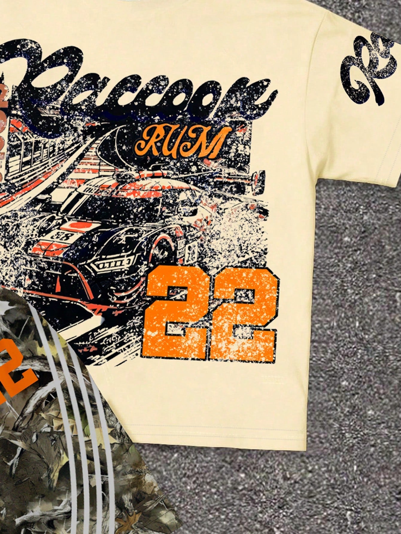 Baby Boy Casual Minimalist T-Shirt Set Suitable For Summer, Classic Cool Handsome Retro Racing Pattern Print, Number 22, Street Style Dried Leaves Pattern Print, Striped Pattern Print, Suitable For Sp