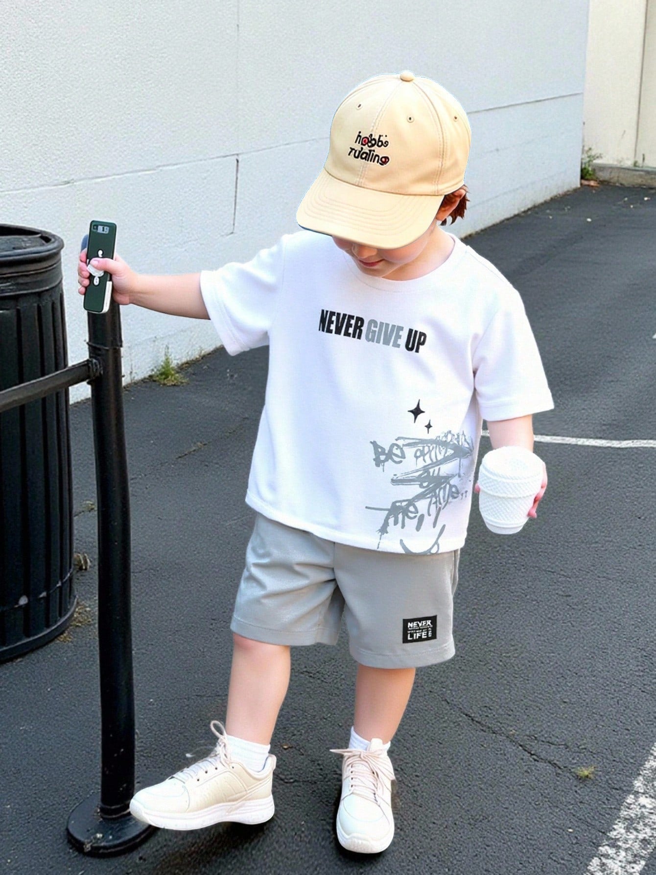 Baby Boy Casual Minimalist Tie-Dye Tie Dye Vacation & Sports Style All-Match Versatile Loose Comfortable T-Shirt Set, Suitable For Summer