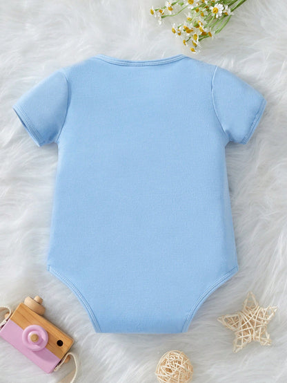 Baby Boy Casual Slogan Print Short Sleeve Bodysuit