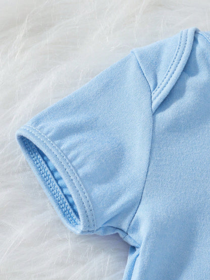 Baby Boy Casual Slogan Print Short Sleeve Bodysuit