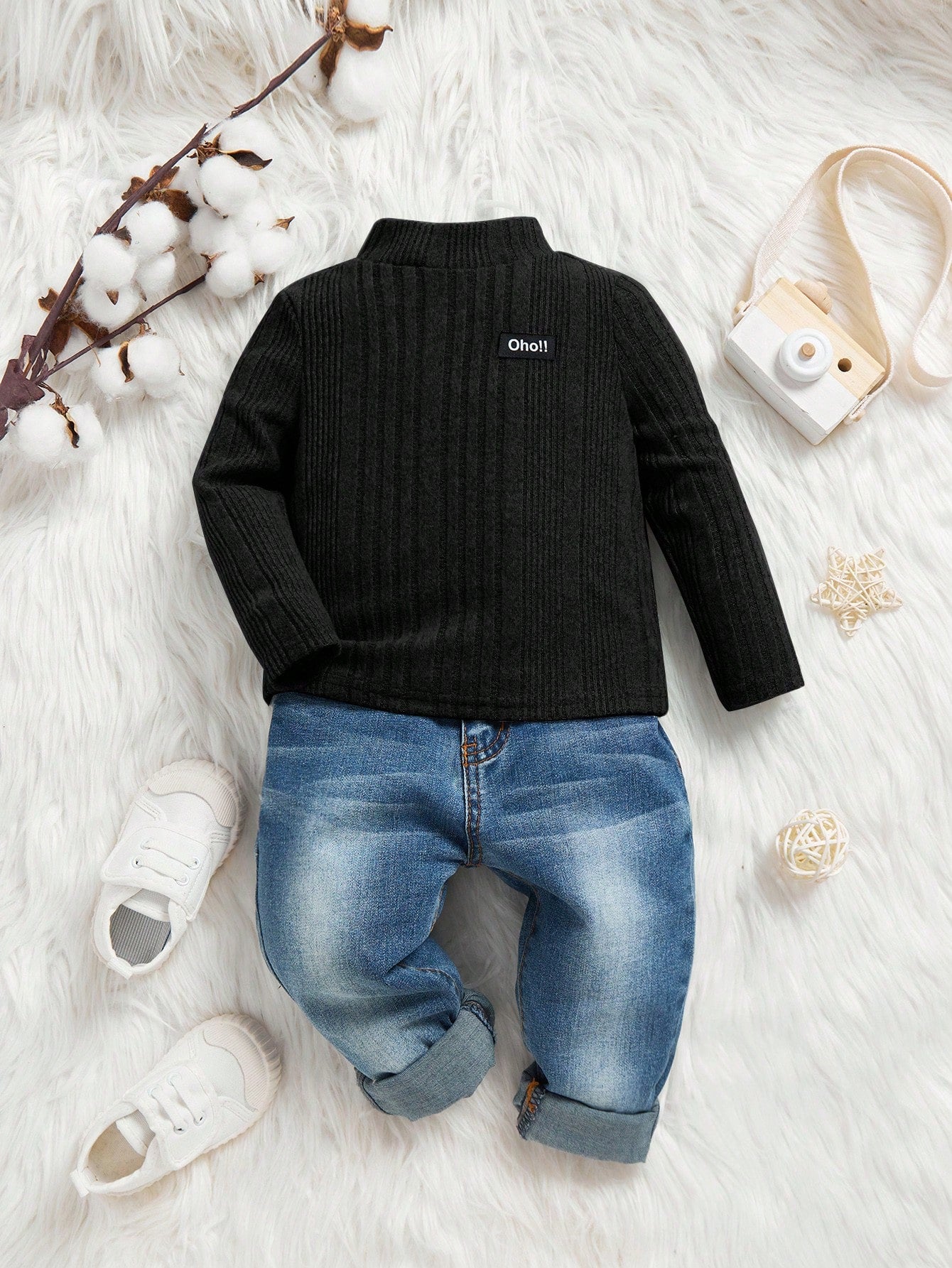 Baby Boy/Girl Casual Knitted Letter Patched Top