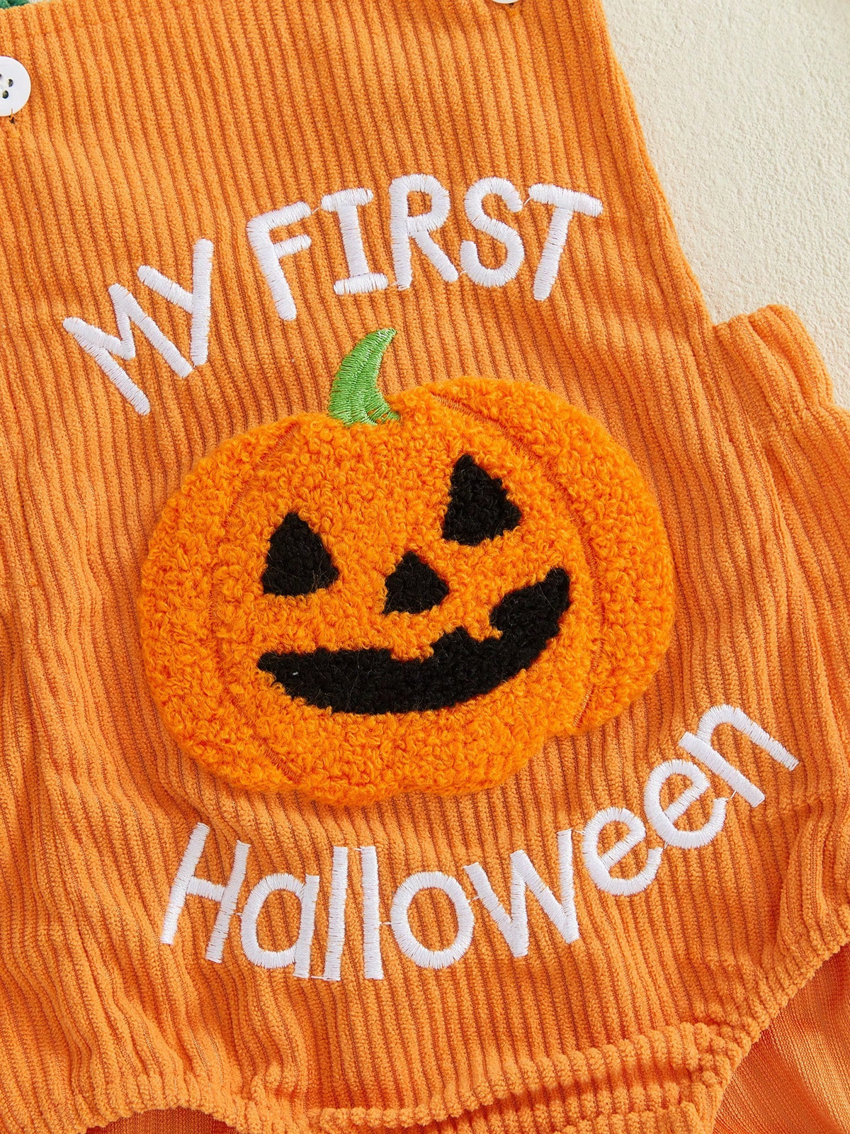 Baby Boy Girl Halloween Romper Embroidered Sleeveless Overall Bodysuit