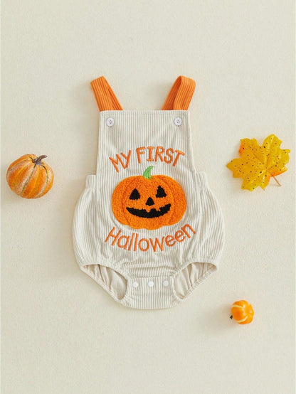 Baby Boy Girl Halloween Romper Embroidered Sleeveless Overall Bodysuit