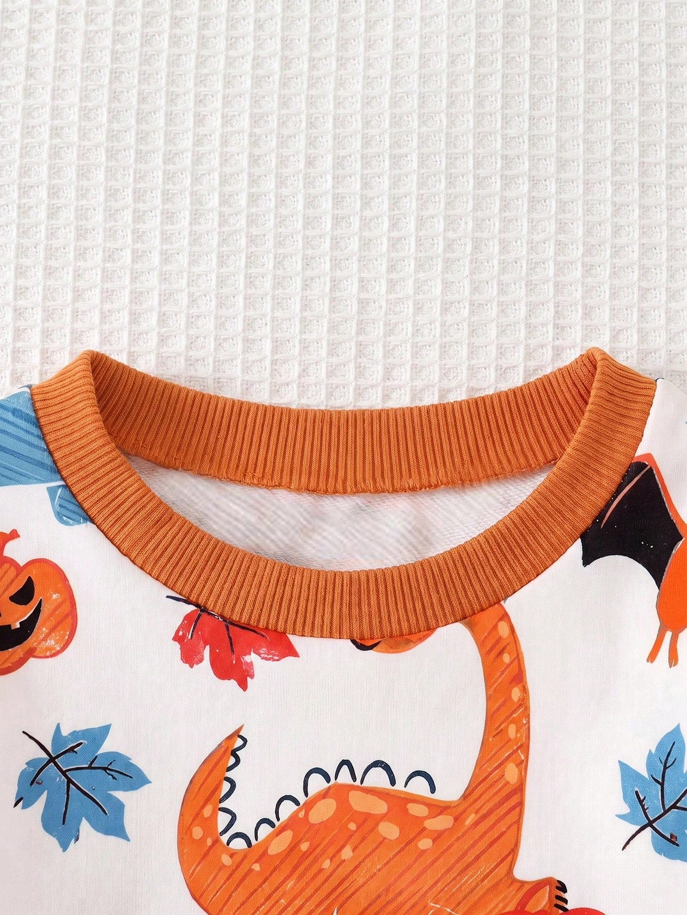 Baby Boy Round Neck Casual Comfortable Set Long Sleeves Sweatshirt Orange Pants Halloween Cute Comfort Soft Comfy Holiday Warm Winter Autumn