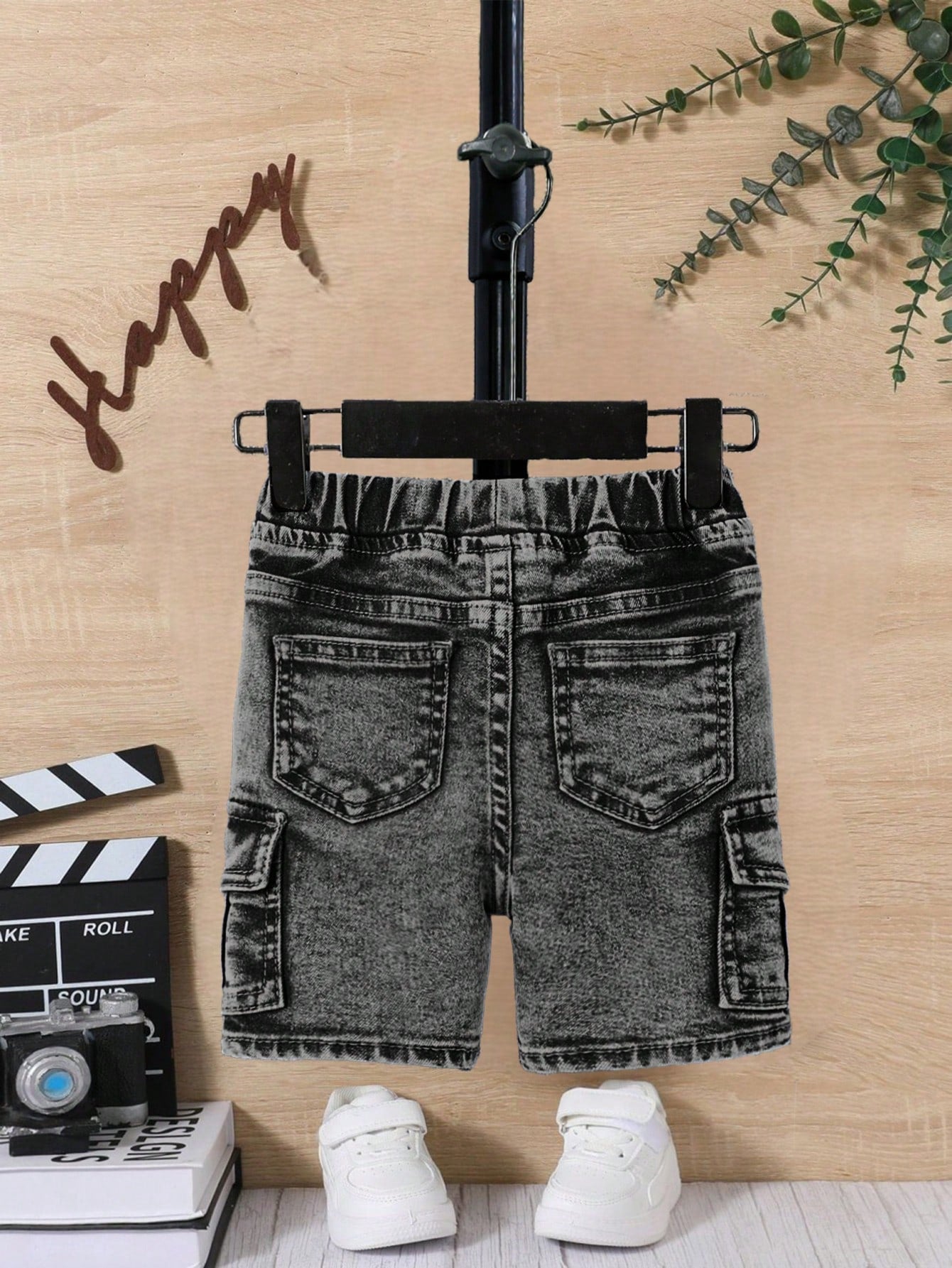 Baby Boy Spring Summer Stonewashed Flap Pocket Side Elastic Waist Cargo Denim Jeans Shorts,Summer Bottom