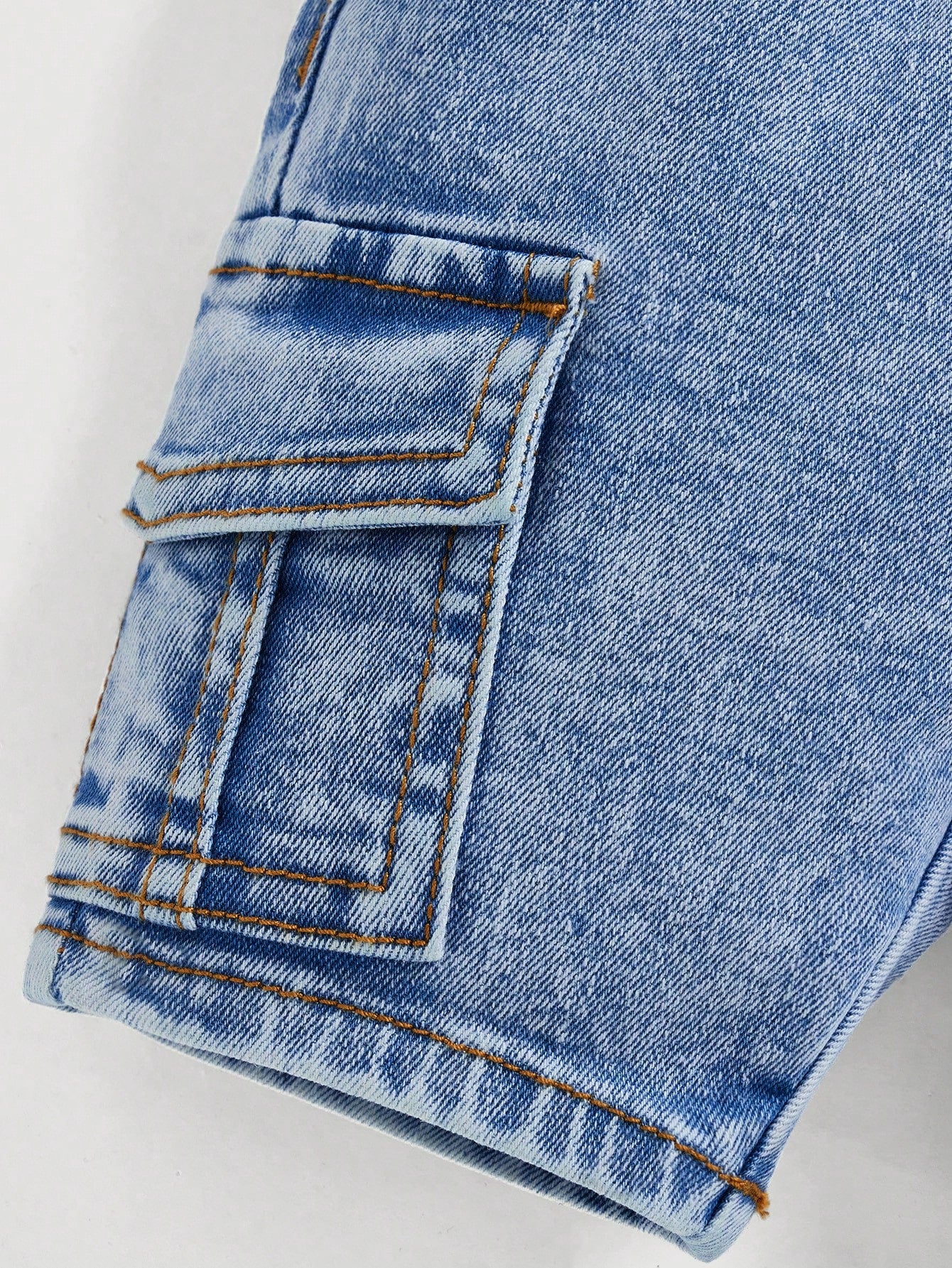 Baby Boy Spring Summer Stonewashed Flap Pocket Side Elastic Waist Cargo Denim Jeans Shorts,Summer Bottom