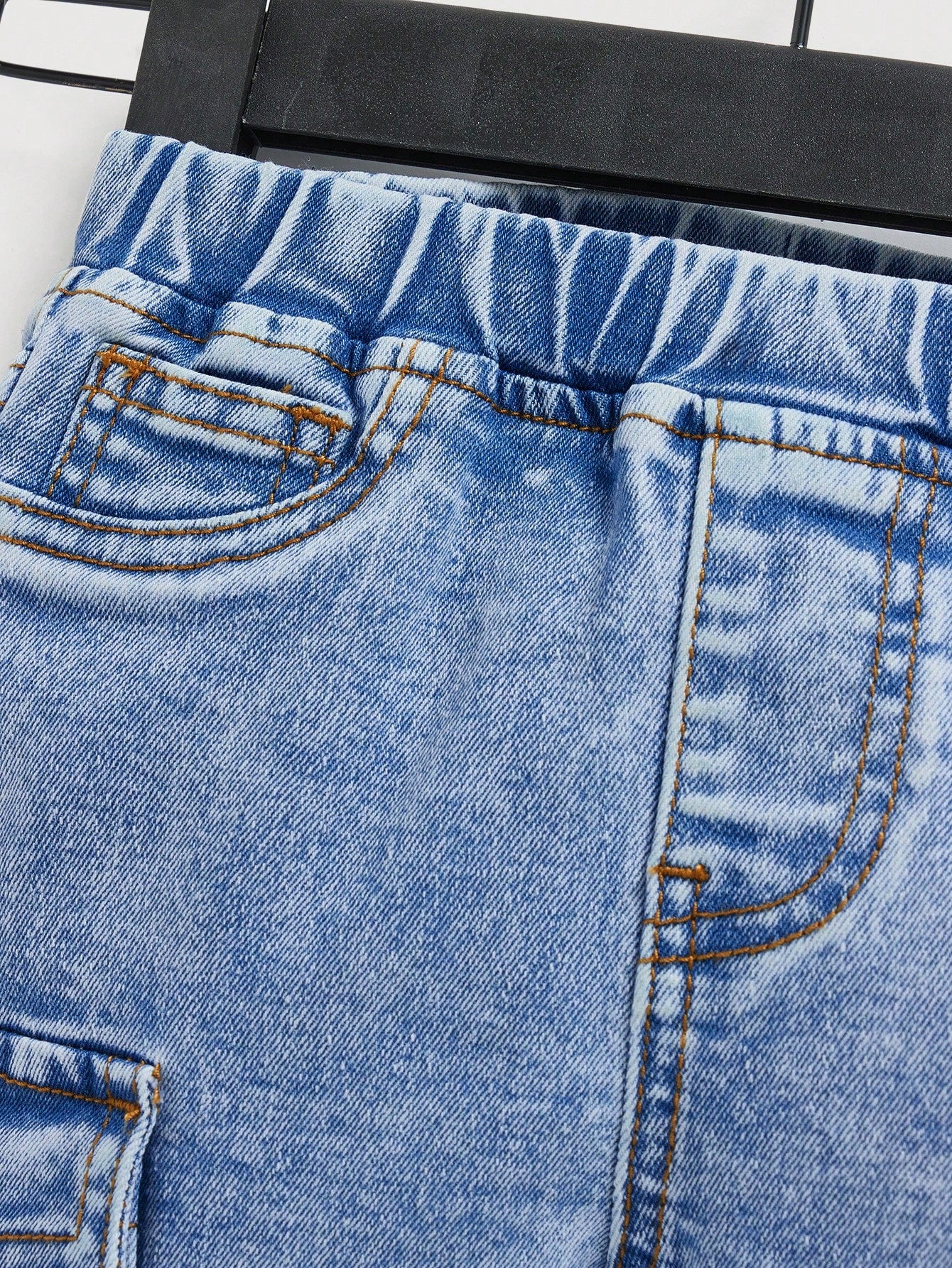 Baby Boy Spring Summer Stonewashed Flap Pocket Side Elastic Waist Cargo Denim Jeans Shorts,Summer Bottom