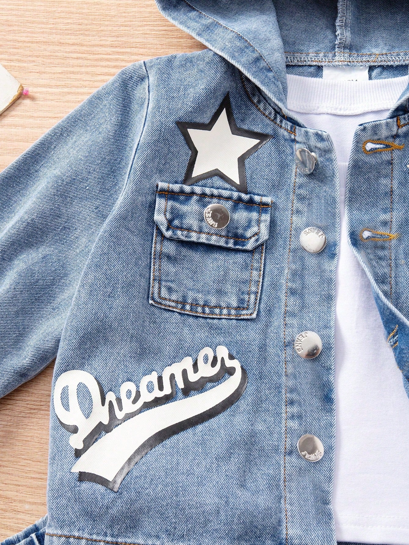 Baby Boy Star Print Hoodie Casual Denim Outfit