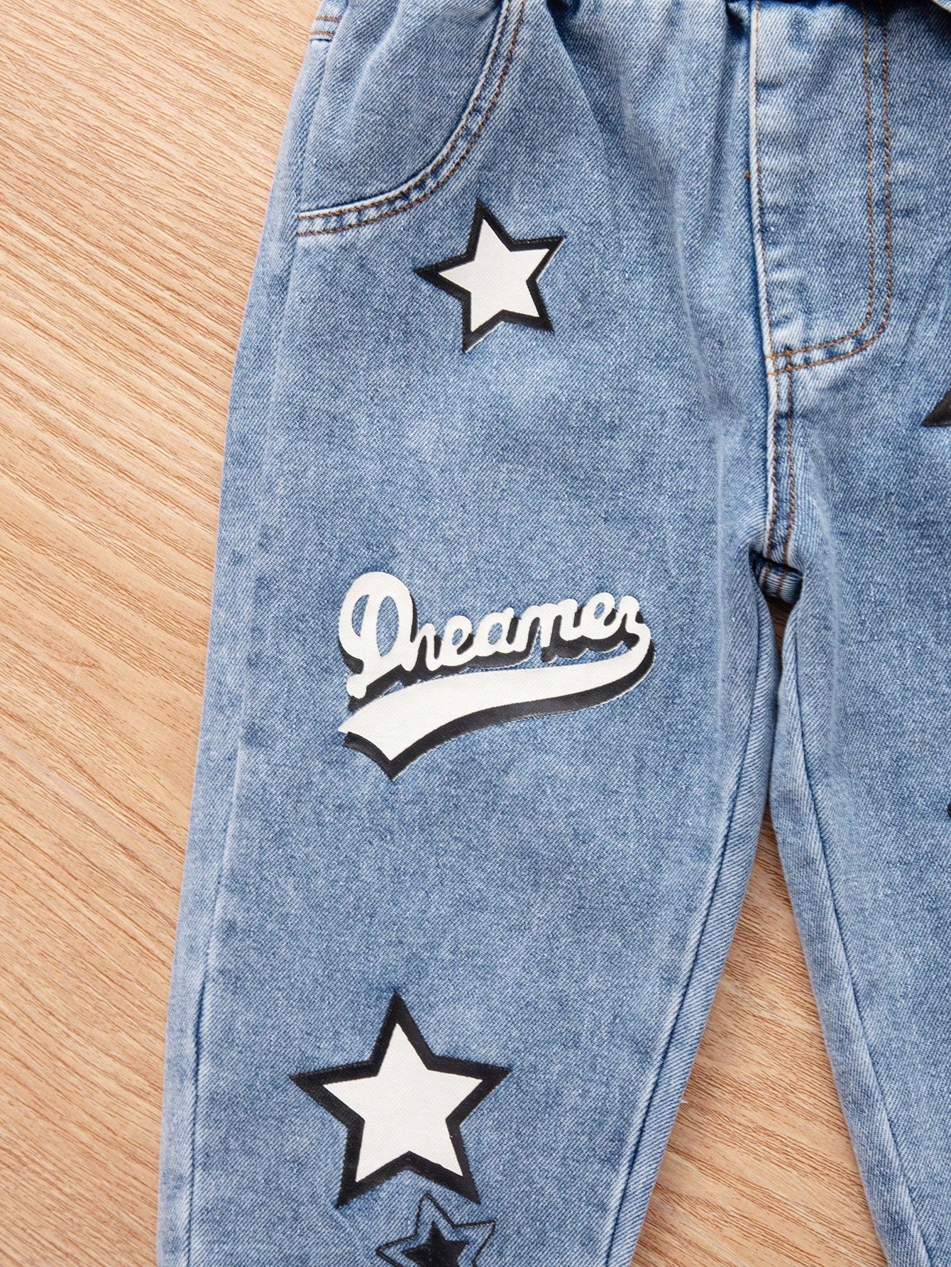 Baby Boy Star Print Hoodie Casual Denim Outfit