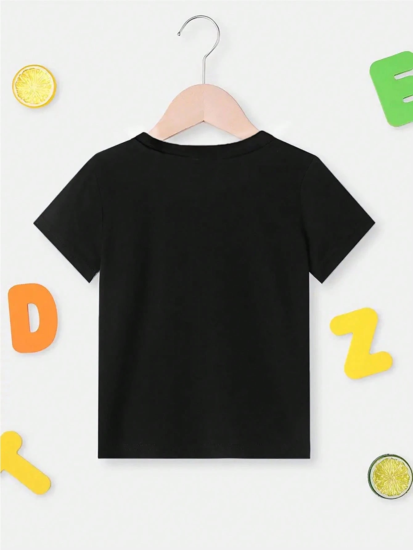 Baby Boys' Casual Comfortable Fashion Minimalist Letter Slogan Print Round Neck Fitted Knit T-Shirt, Spring/Summer