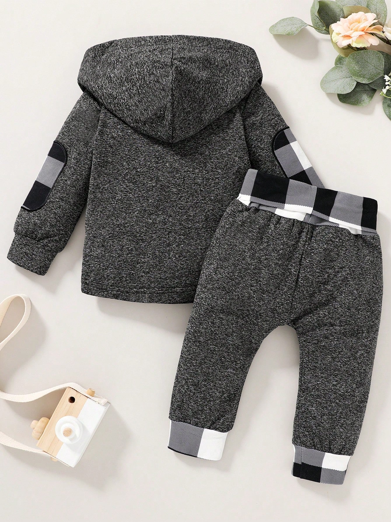Baby Boys Plaid Print Hoodie & Sweatpants