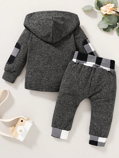 Baby Boys Plaid Print Hoodie & Sweatpants