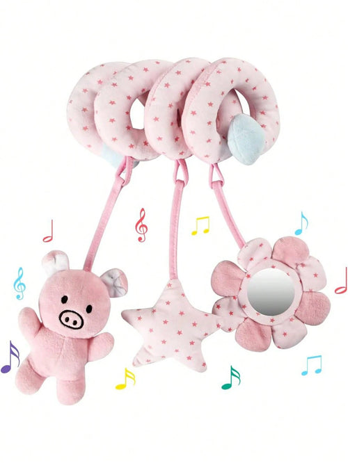 Baby Car Seat Spiral Hanging Toy, Pink Pig Pendant, Soothing Baby, Stroller Rattle Toy, Newborn Sensory Early Education Gift