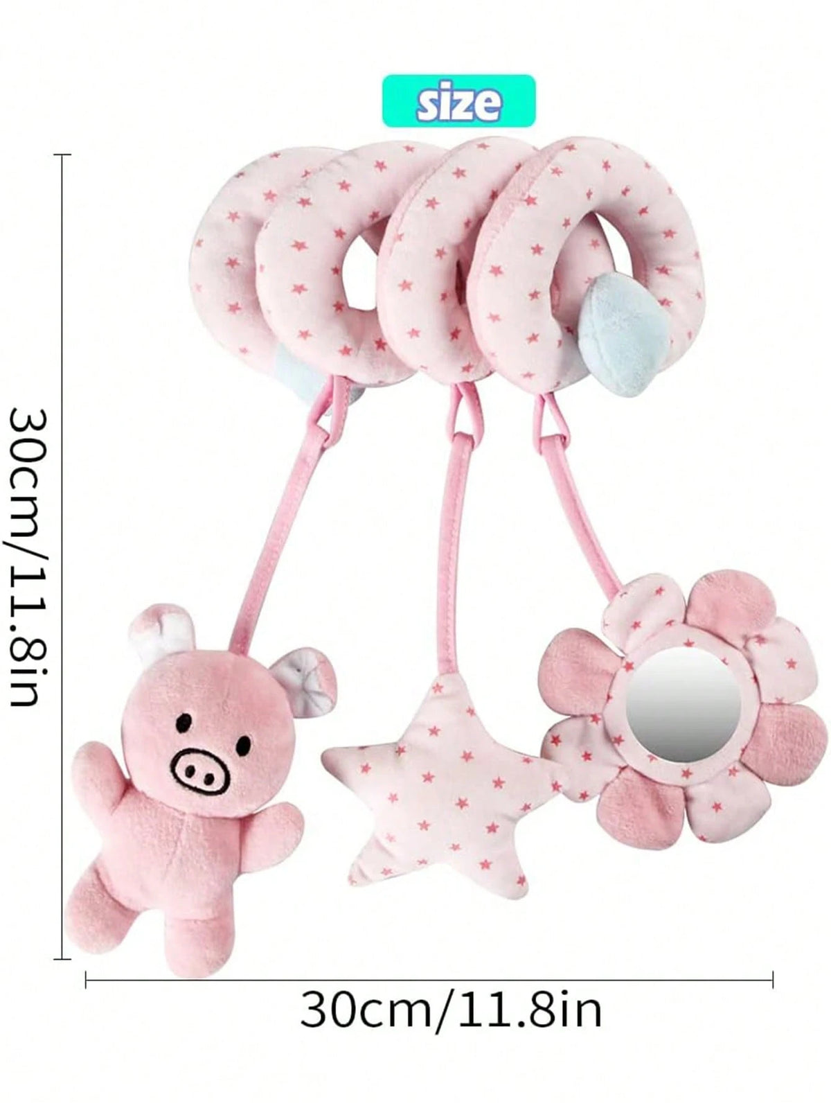 Baby Car Seat Spiral Hanging Toy, Pink Pig Pendant, Soothing Baby, Stroller Rattle Toy, Newborn Sensory Early Education Gift