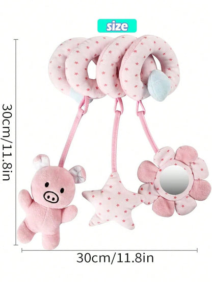 Baby Car Seat Spiral Hanging Toy, Pink Pig Pendant, Soothing Baby, Stroller Rattle Toy, Newborn Sensory Early Education Gift