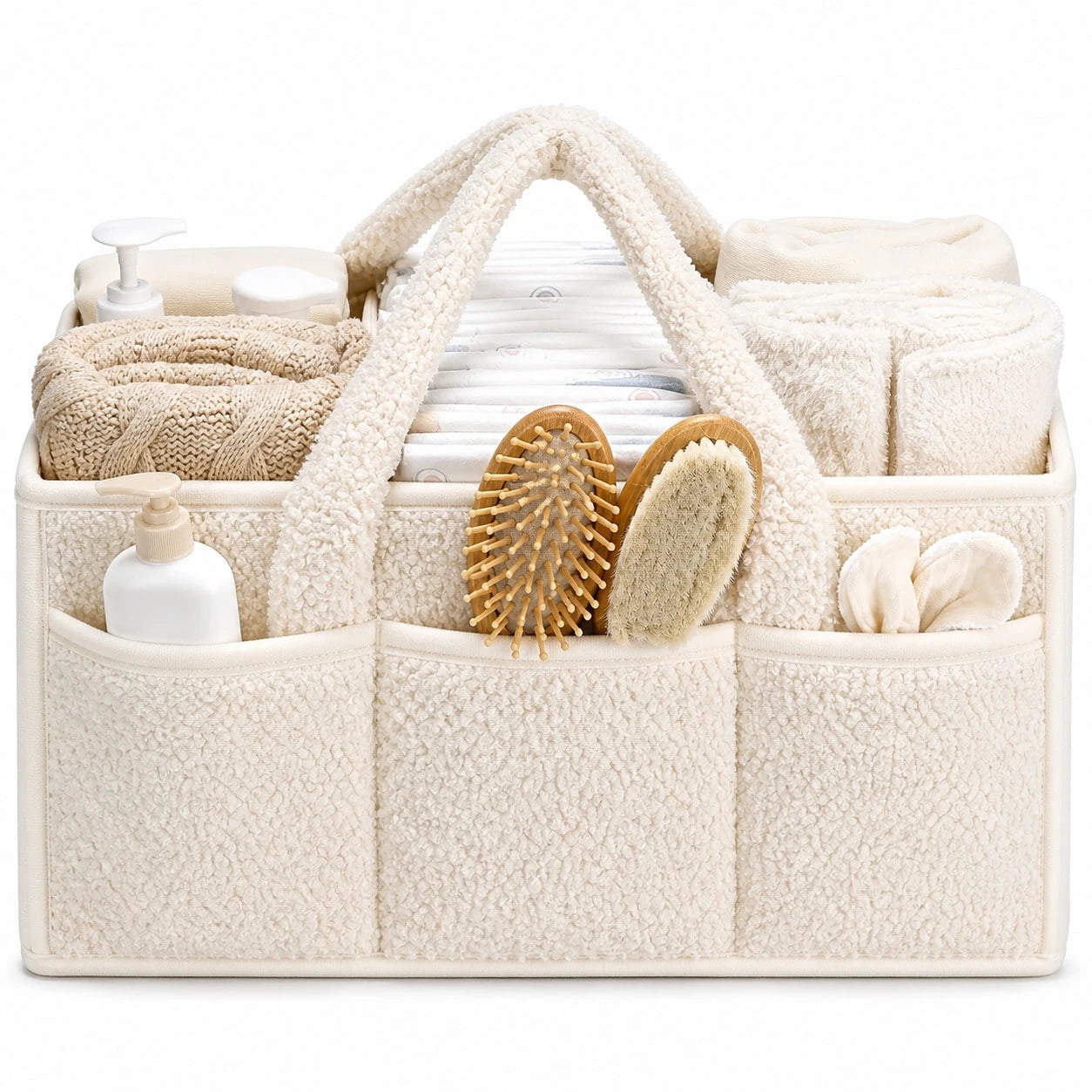 Baby Diaper Caddy Organizer With Handle, Boy & Girl Shower Gift Basket, Portable Diaper Storage Basket Bin For Wipes, Newborn Baby Must Haves
