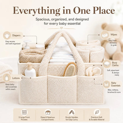 Baby Diaper Caddy Organizer With Handle, Boy & Girl Shower Gift Basket, Portable Diaper Storage Basket Bin For Wipes, Newborn Baby Must Haves