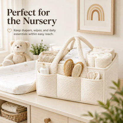 Baby Diaper Caddy Organizer With Handle, Boy & Girl Shower Gift Basket, Portable Diaper Storage Basket Bin For Wipes, Newborn Baby Must Haves