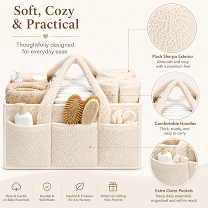 Baby Diaper Caddy Organizer With Handle, Boy & Girl Shower Gift Basket, Portable Diaper Storage Basket Bin For Wipes, Newborn Baby Must Haves