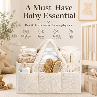 Baby Diaper Caddy Organizer With Handle, Boy & Girl Shower Gift Basket, Portable Diaper Storage Basket Bin For Wipes, Newborn Baby Must Haves