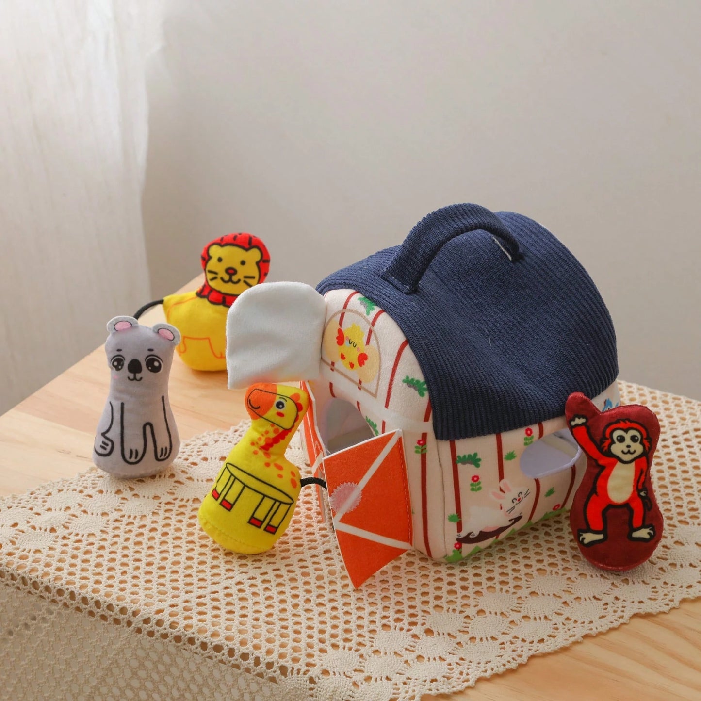 Baby Early Education Cloth Book, Enhances Baby's Cognitive Ability, Colorful Cloth Book- Engaging Visual And Auditory Training With Cartoon Animal Tails, Soft Polyester, Children's Learning Toy, Dura