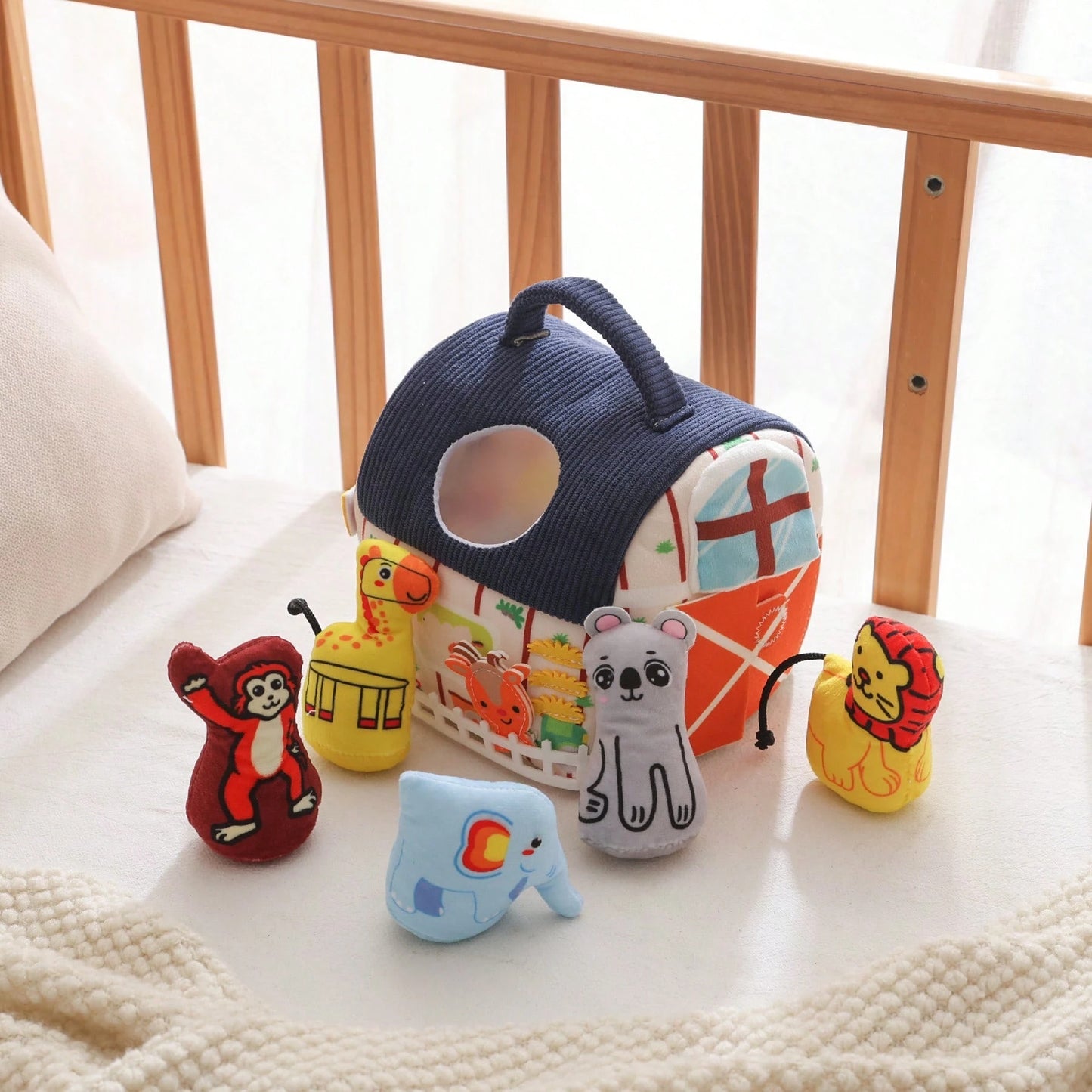 Baby Early Education Cloth Book, Enhances Baby's Cognitive Ability, Colorful Cloth Book- Engaging Visual And Auditory Training With Cartoon Animal Tails, Soft Polyester, Children's Learning Toy, Dura