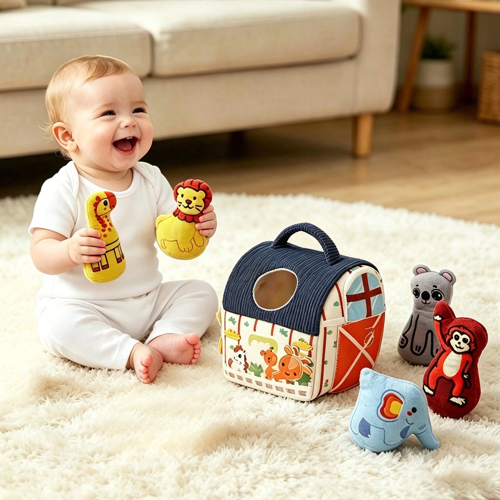 Baby Early Education Cloth Book, Enhances Baby's Cognitive Ability, Colorful Cloth Book- Engaging Visual And Auditory Training With Cartoon Animal Tails, Soft Polyester, Children's Learning Toy, Dura