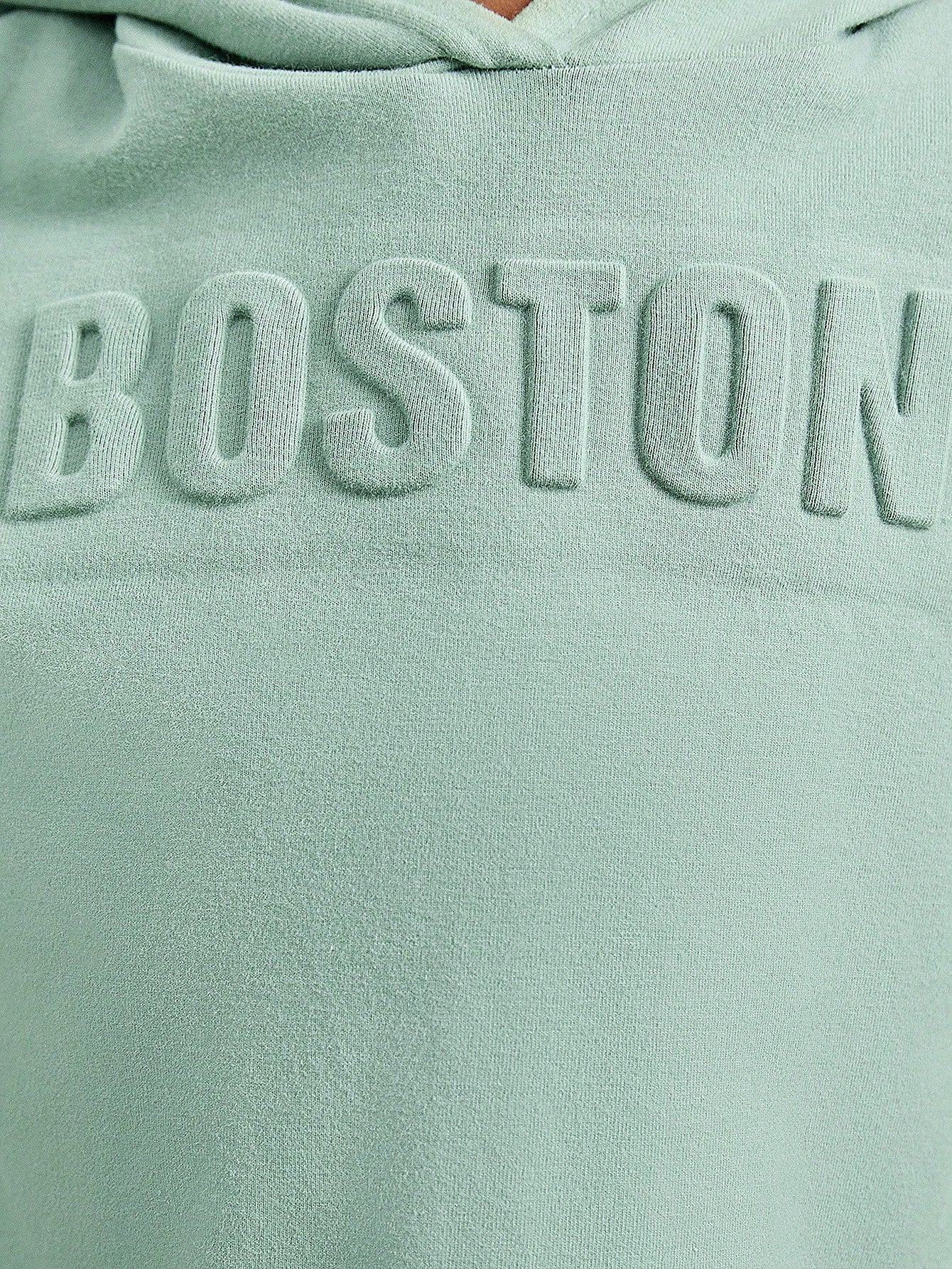 Baby Girl Casual Hooded Long Sleeve Top & Pants In Grayish Green With Letter Embossing