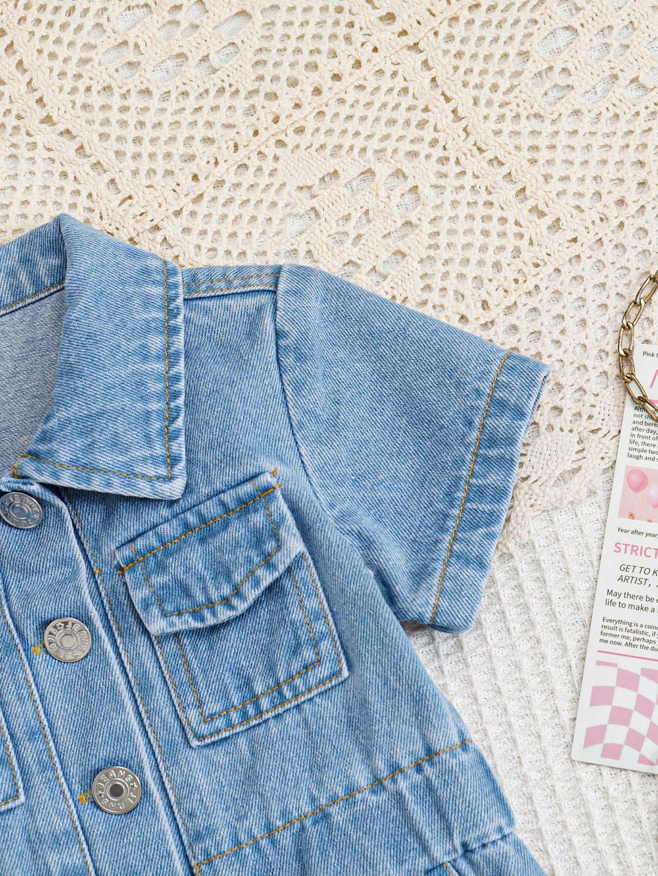 Baby Girl Personalized Versatile Comfortable Casual Vacation Fashion Street Pink Washed Soft Non-Stretch Sleeveless Short Romper Lightweight Summer
