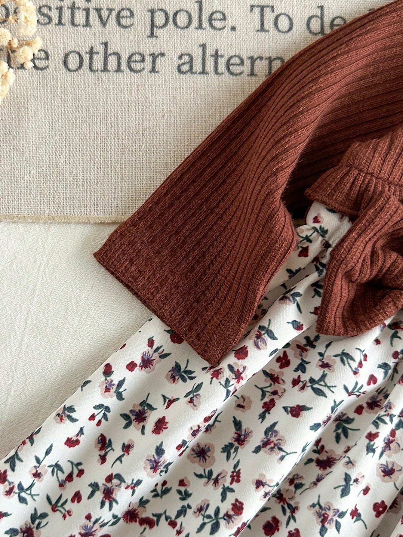 Baby Girl Pink Long Sleeved Patchwork Floral Bow Dress With Headband Newborn Autumn Floral Outfits