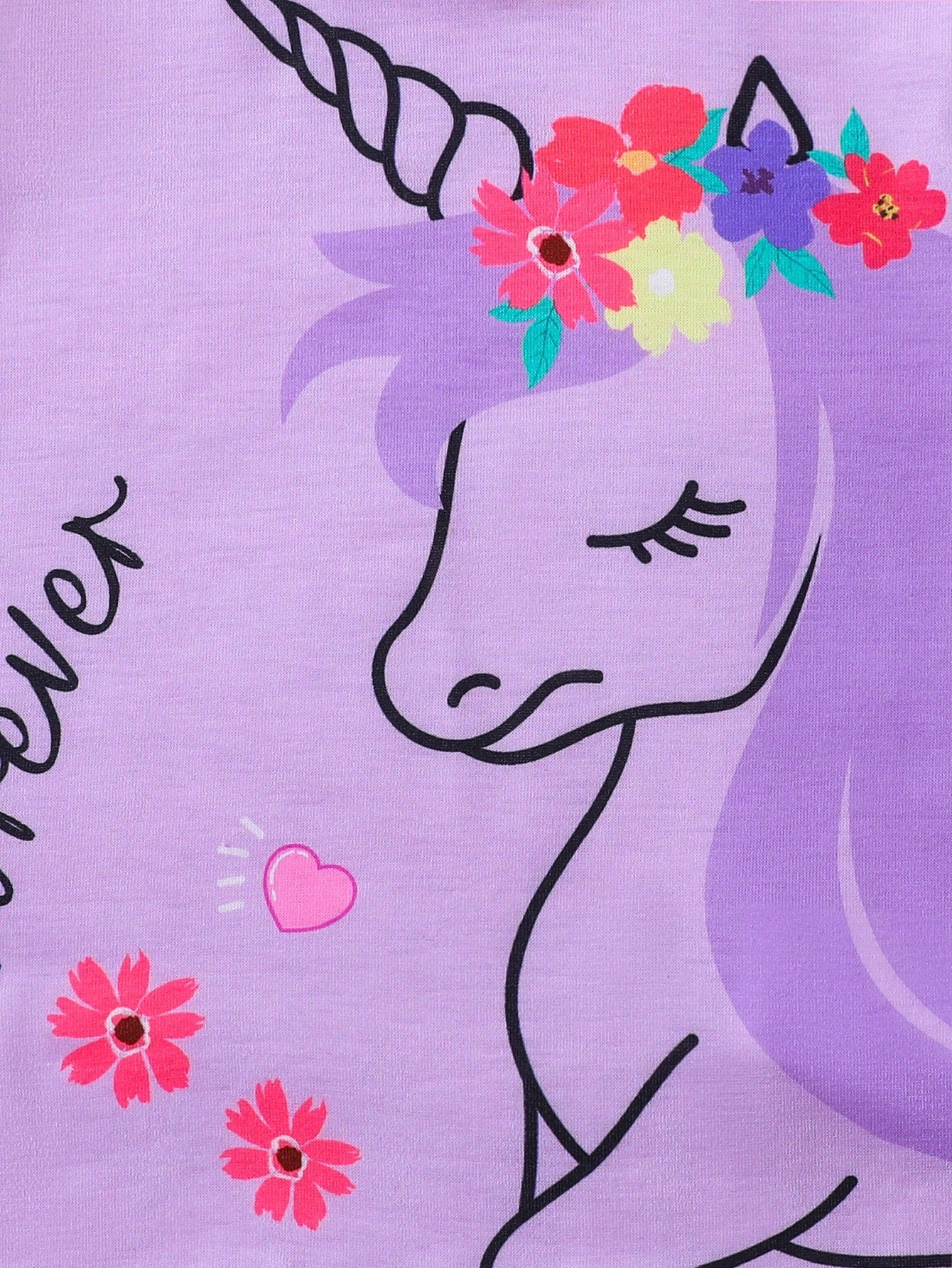 Baby Girl Unicorn Print Round Neck Long Sleeve Casual T-Shirt And Legging CutePurpleKnitCoordinatedEffortlessMix-And-Match Set