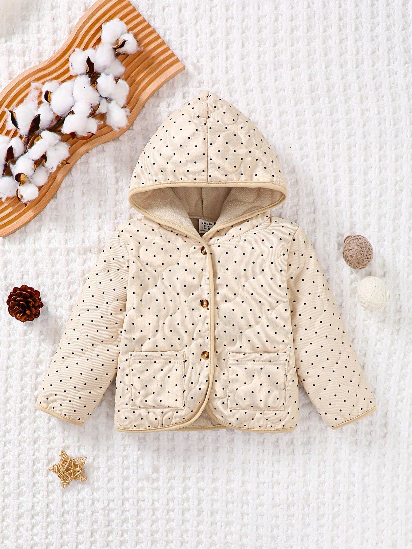 Baby Girls' Adorable Polka Dot Print Long Sleeve Jacket
