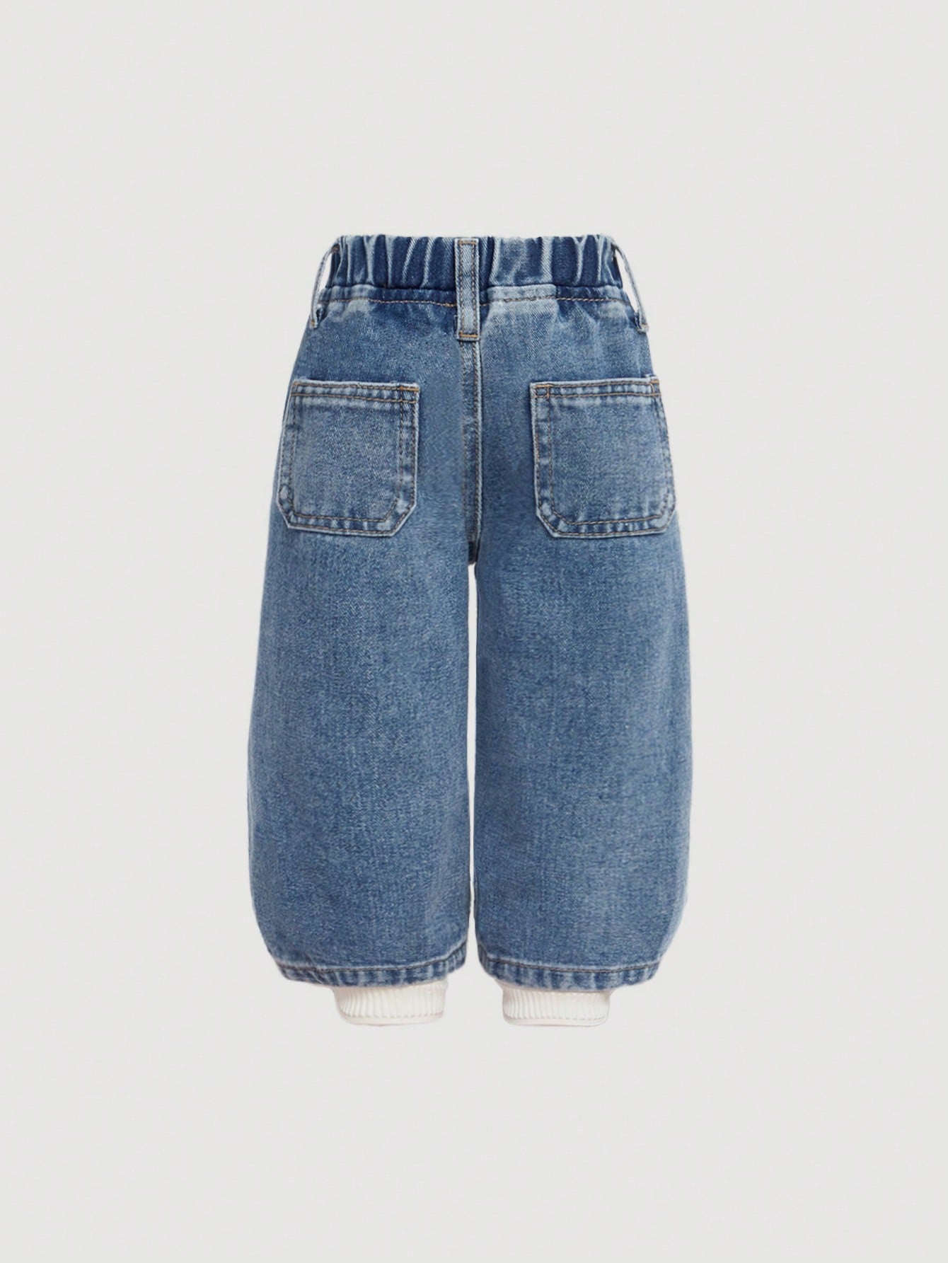 Baby Girls Cute Bowknot Decor Blue Denim Wide Leg Pants,Girl Fall And Winter Clothes