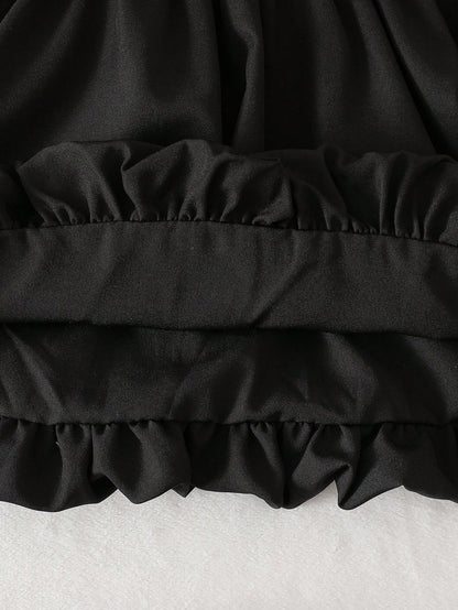 Baby Girls' Sleeveless Bow Baby Girl Clothing Black Ribbed Baby Dress Sweet Puffy Princess Dress