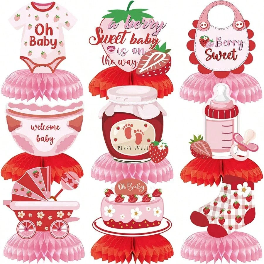 Baby Shower Decorations Berry Sweet Honeycomb Centerpieces 9 Pieces Pink Berry Sweet Baby Shower Decorations Plies For Girls Gender Announcement