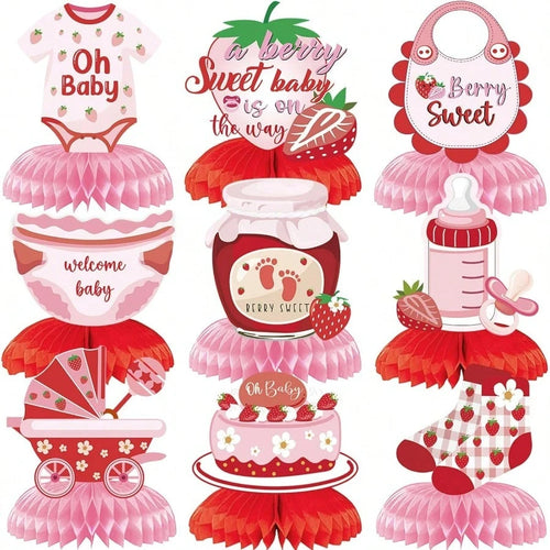 Baby Shower Decorations Berry Sweet Honeycomb Centerpieces 9 Pieces Pink Berry Sweet Baby Shower Decorations Plies For Girls Gender Announcement