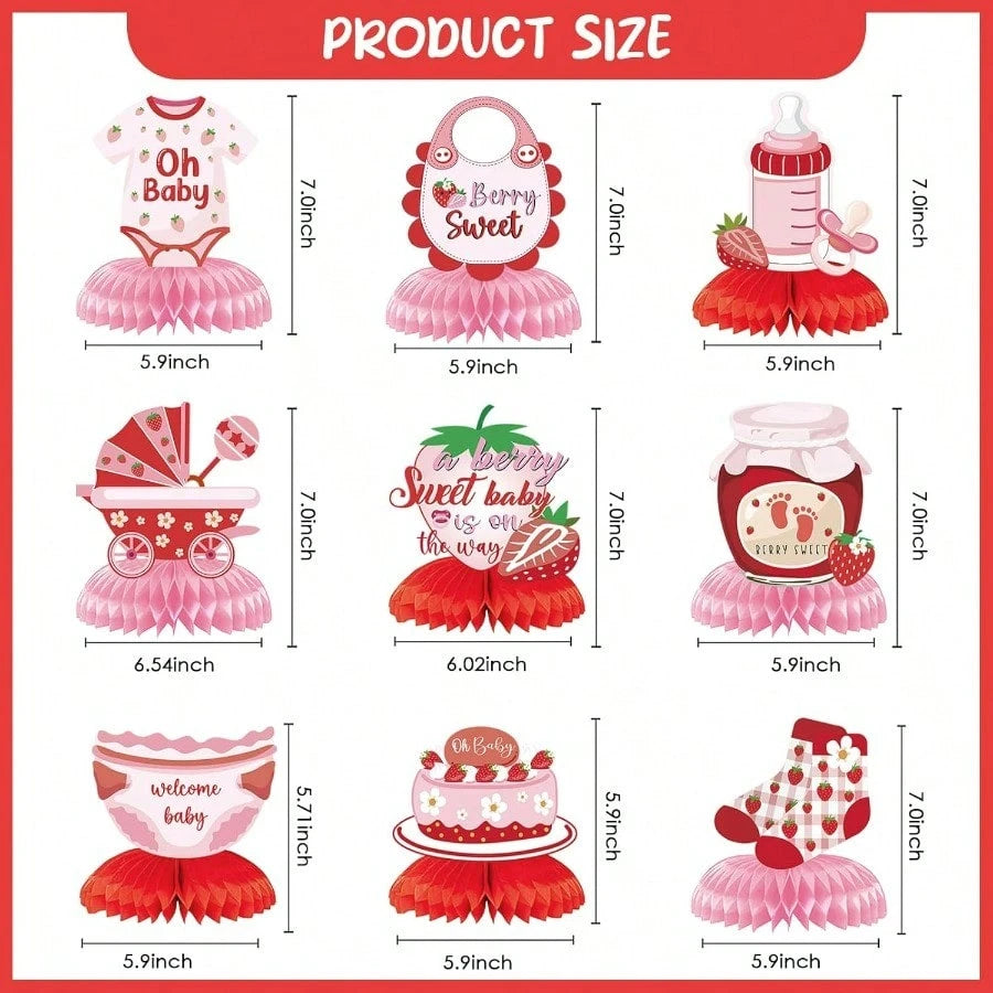 Baby Shower Decorations Berry Sweet Honeycomb Centerpieces 9 Pieces Pink Berry Sweet Baby Shower Decorations Plies For Girls Gender Announcement