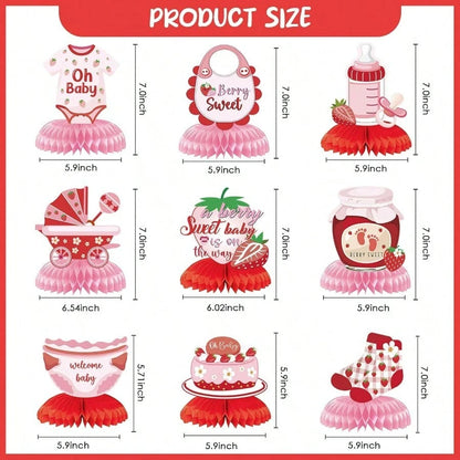 Baby Shower Decorations Berry Sweet Honeycomb Centerpieces 9 Pieces Pink Berry Sweet Baby Shower Decorations Plies For Girls Gender Announcement