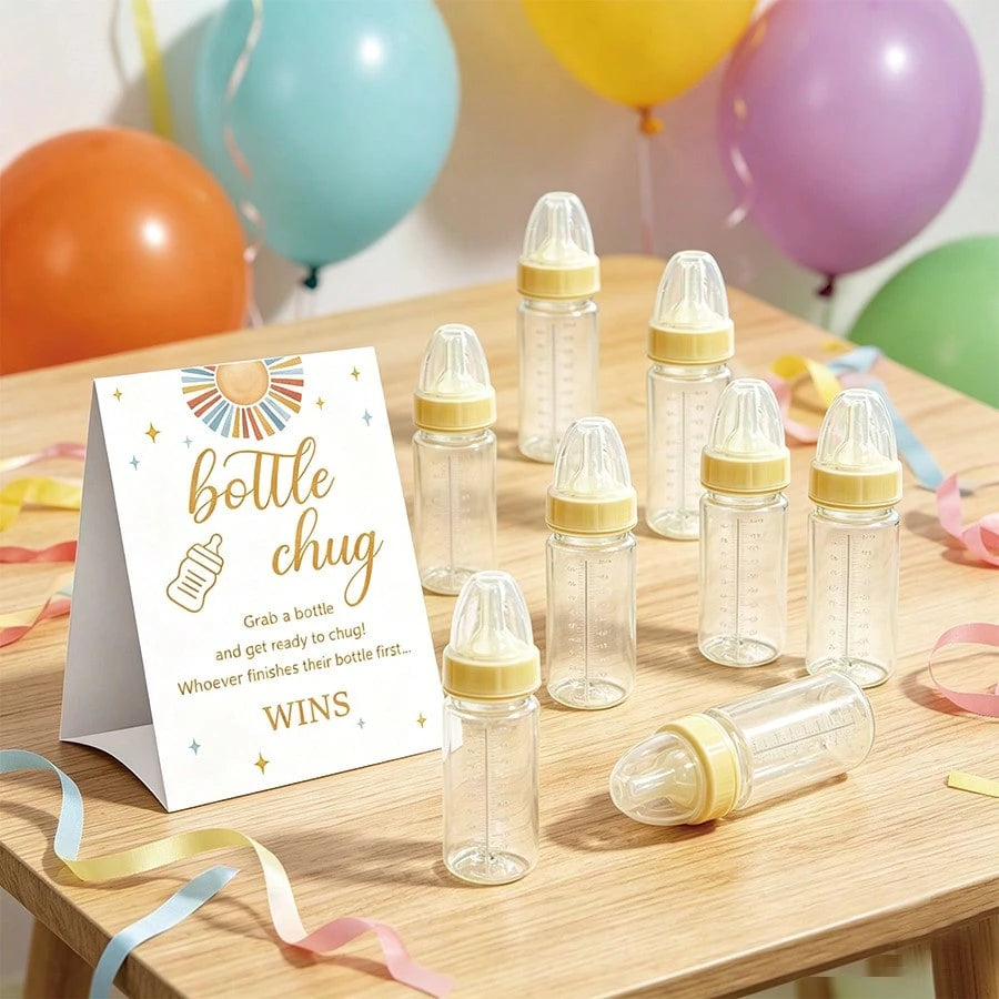 Baby Shower Gender Reveal Party Bottle Game Set, Includes Boho Vintage Sunshine Style Baby Shower Decorations, Game Signs And Bottles, Suitable For Baby Christening Party Gifts, Gender Reveal Celebrat