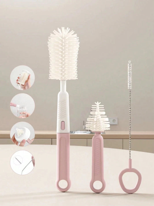 Baby Silicone Bottle Brush Set, Nipple & Straw Cleaning Kit, Bottle Nipple Brush, Cup Brush Accessories