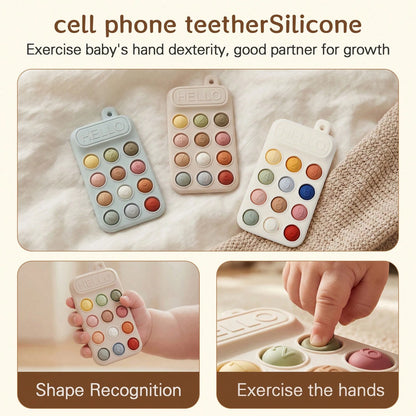 Baby Silicone Phone Teether, Dopamine Colorful Series, Multiple Colors To Attract Baby's Attention, Chewable, Relieve Teething Discomfort, Multi-Functional Press And Stress Relief Toy