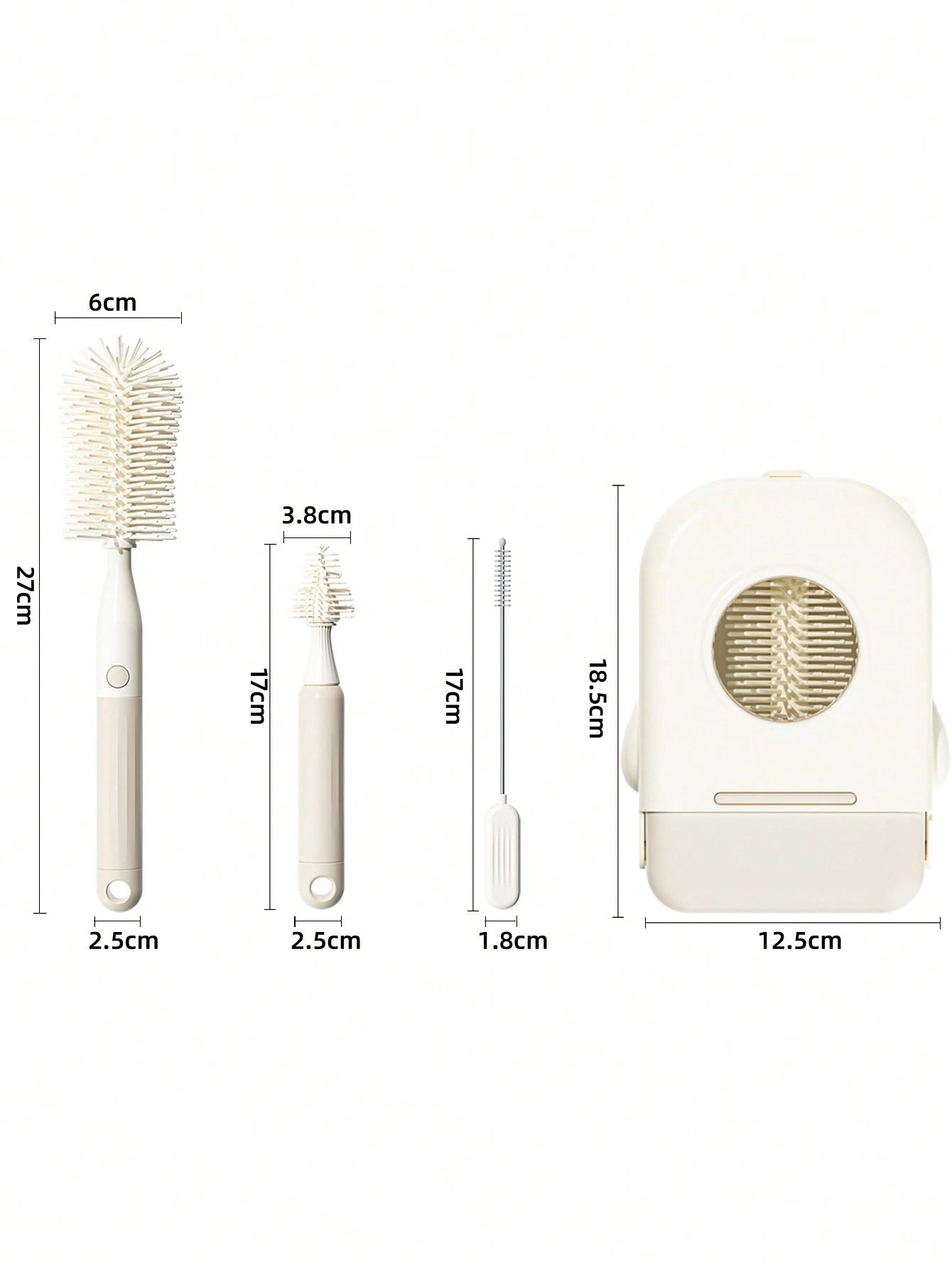 Baby Silicone Portable Bottle Brush Set, Newborn Cleaning Brush For Travel, Multi-Function Bottle Drying Rack & Storage Box