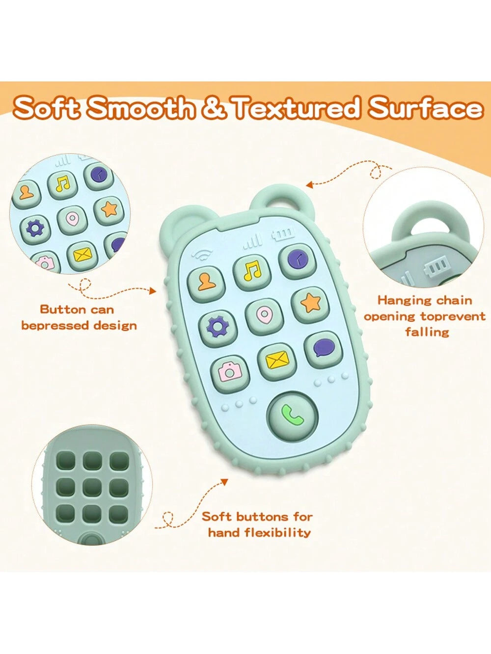 Baby Silicone Teether Toy, Realistic Teething Chew Toy For Infants