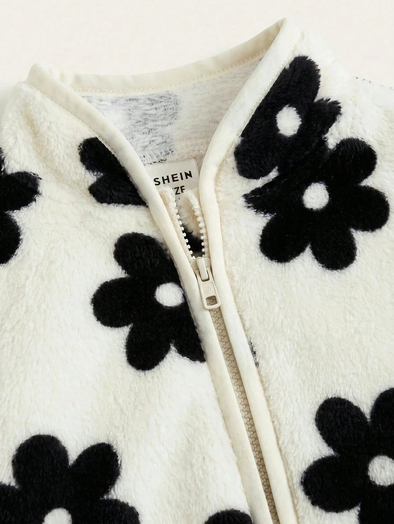 Babygirl Cute Autumn/Winter Versatile Casual Fluffy Floral Pattern Stand Collar Jacket