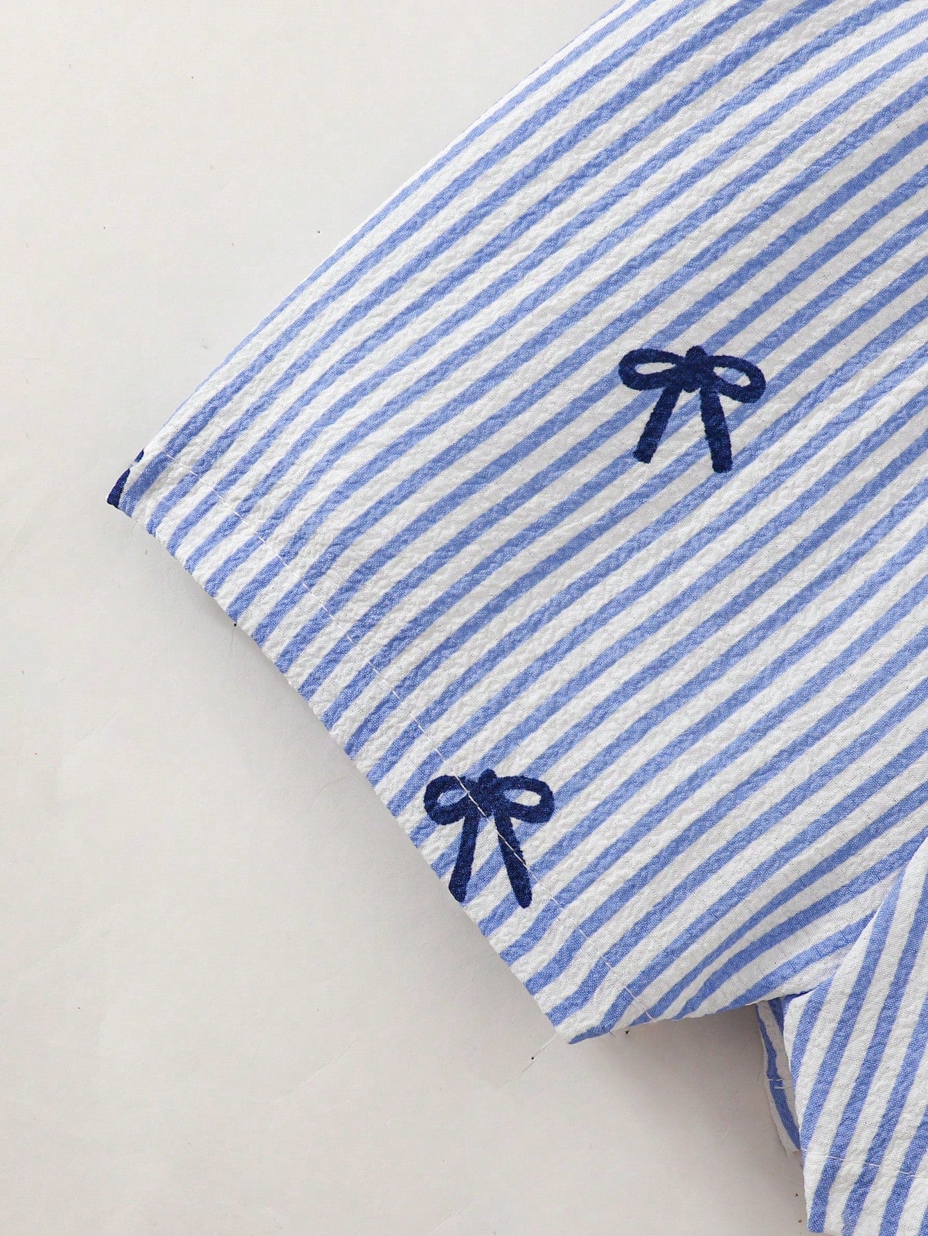 Babygirl Cute Casual Summer Blue Print Bow Strap Romper