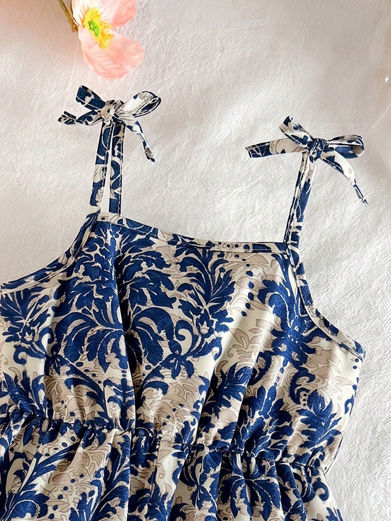Babygirl Cute Floral Print Camisole Romper, Casual Vacation Style