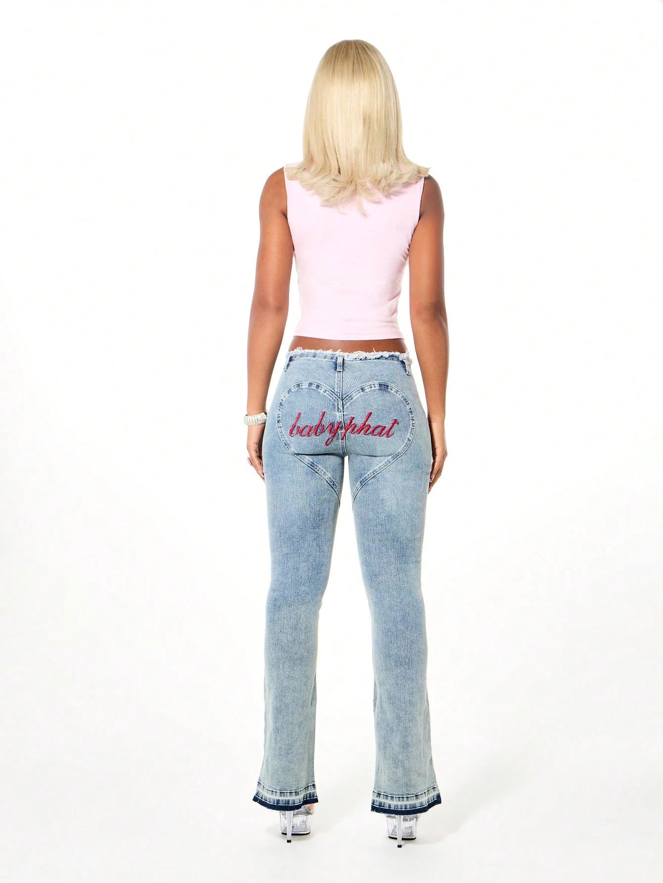 BABYPHAT Tank Top With Diamond Slogan Print Sleeveless Fitted Crop Length Summer Statement Piece