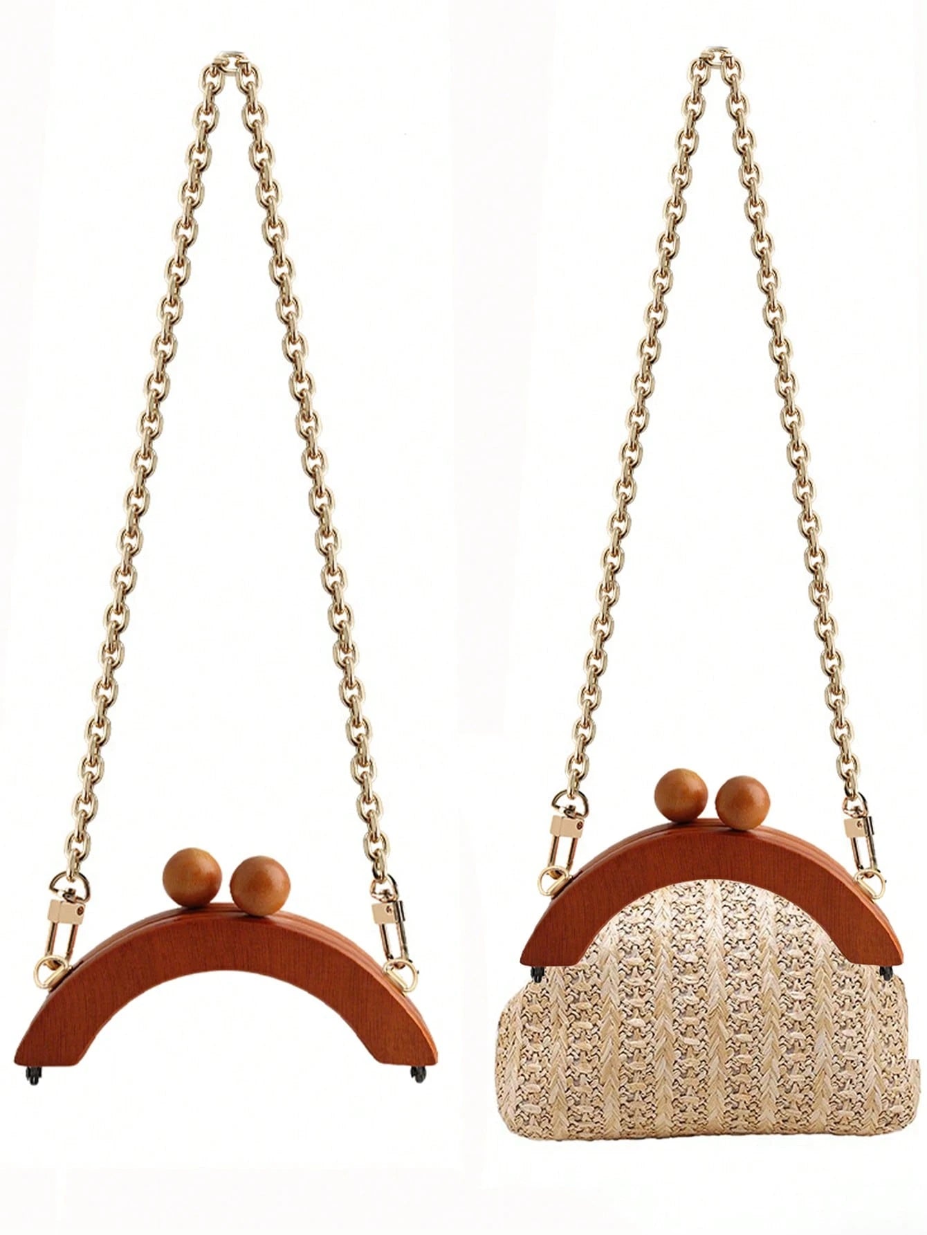 Bag DIY Accessories, Semi-Circular Handle DIY Handmade, Detachable Bag DIY Chain, Vintage Beaded Bag Shoulder Strap, Bag Making Materials, Bag Accessories, Handbag Accessories, Medium Density Fiberboa