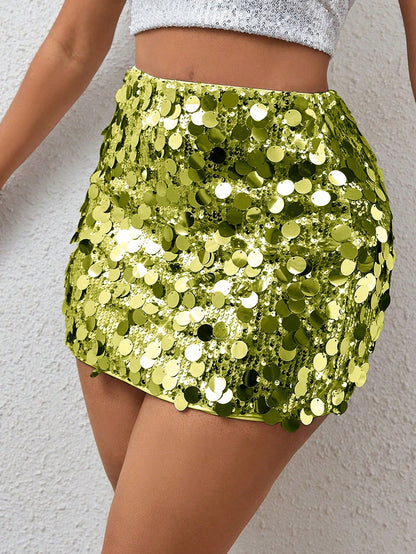 BamGleam Sequin Bodycon Skirt For Holiday Party Mini Skirt